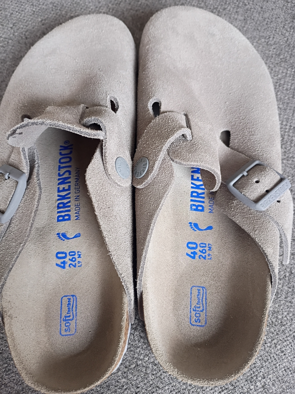 Birkenstock Suede Clog Mules in Light Gray - Picture 4 of 6